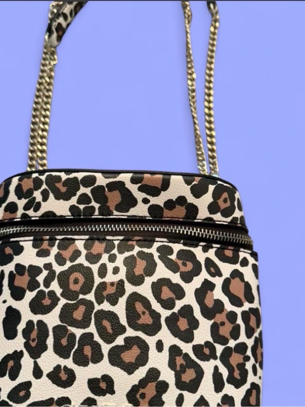 GUESS Leopard Print Crossbody Bag with Gold Chain - with Dust Bag
